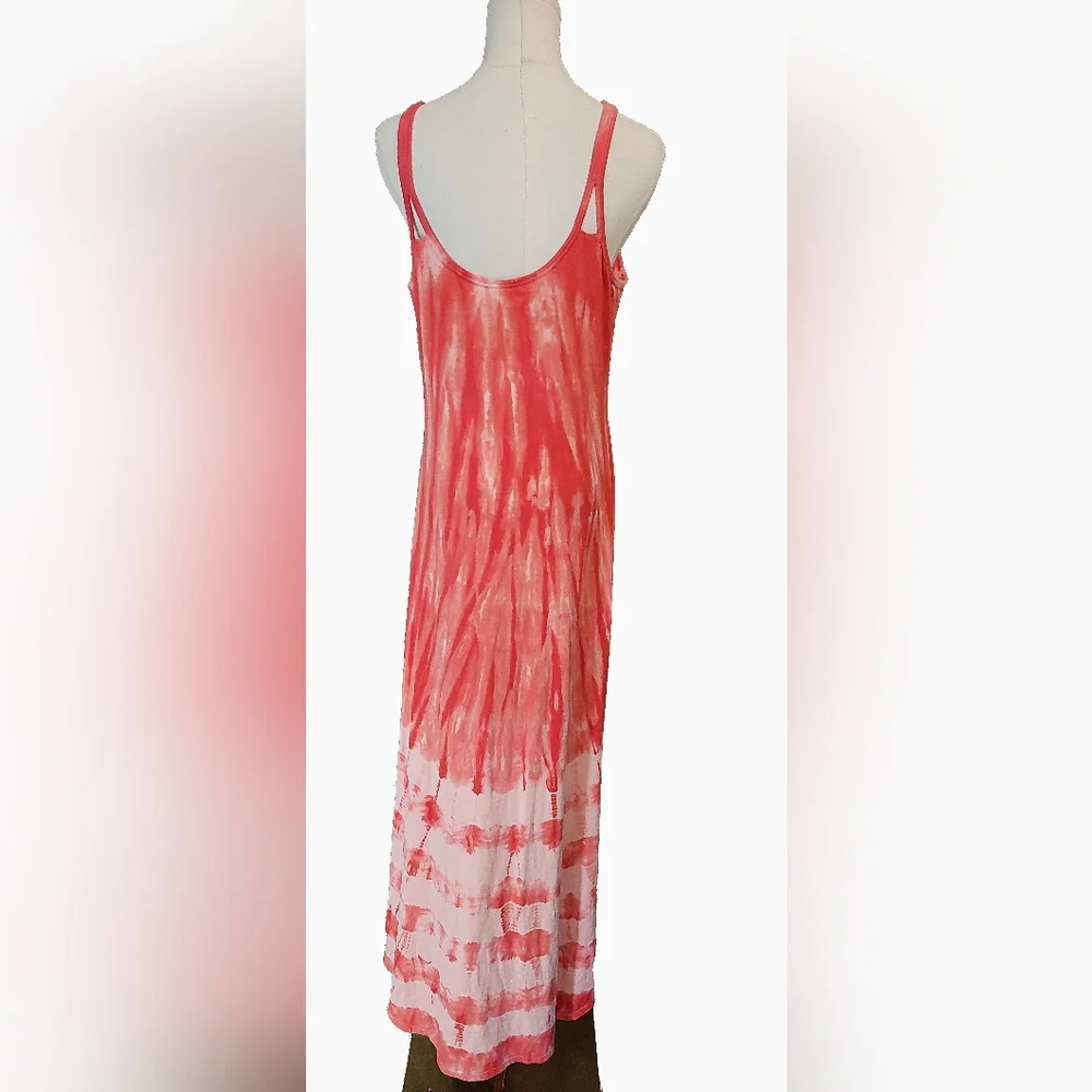 Athleta Maxi Dress Tie-Dye Black High-Low Size Medium‎ Sleeveless Inner Bra